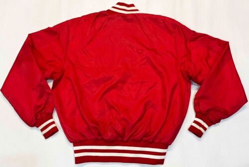 Vintage Swingster International Harvester Truck IH Bomber Satin Jacket L Red USA - Picture 7 of 11