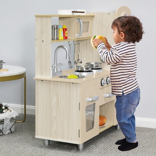 Cucina giocattolo in legno finto gioco cucina playset con accessori pentole - Foto 6 di 7