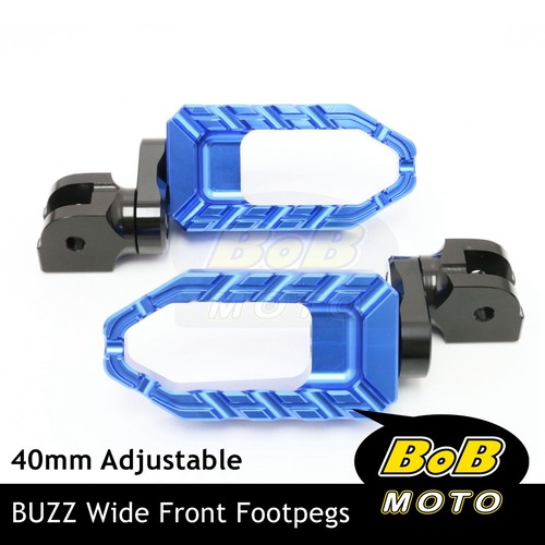 BUZZ 40mm Lower BLUE Front Wide Footpegs For Kawasaki ZZR 1400 ZX14R ZX14 06-21 - Picture 2 of 7