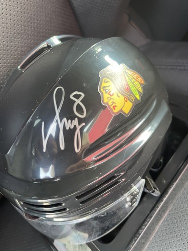 Viktor Svedberg Signed Autographed Blackhawks Mini Hockey Helmet By SportStar - Picture 7 of 10
