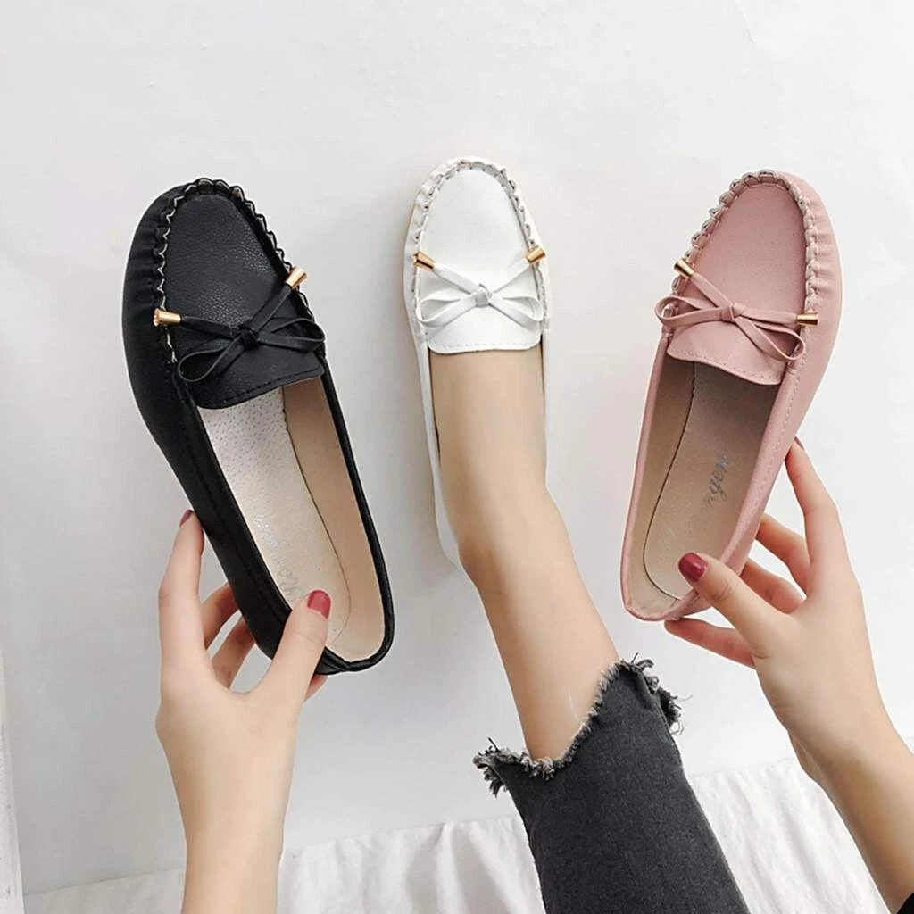 ficción etiqueta ballena Zapatos Planos De Cuero Para Mujeres Moda Mocasines Zapatillas Casuales  Ballet | eBay