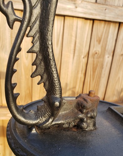 Vintage Antique Cast Iron Dragon Ashtray Smoking Stand Scroll Art Mfg. Co. Cigar - Picture 8 of 14