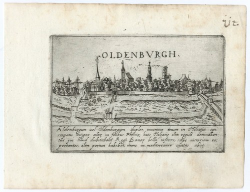 Mapa antiguo "Oldenburg" (Alemania) Francesco Valegio-D. Rascicotti, c.1598 - Imagen 2 de 2