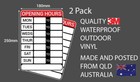 BUSINESS OPENING HOURS 2 Pk STICKERS READY TO FILL IN 3M OUTDOOR VINYL 180x250mm