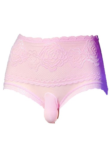 Mens Briefs Lace Underwear High Waist Panties Sheer Gay Thongs Costume Lingerie - Picture 32 of 42