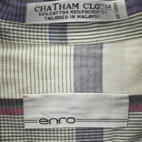 Enro Shirt Mens Medium Purple White Cotton Chatham Cloth Classic Button-Down - Picture 7 of 11