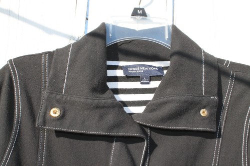Jones of NY Knit Black / White Front Snap Jacket, Womens size L - Picture 2 of 7
