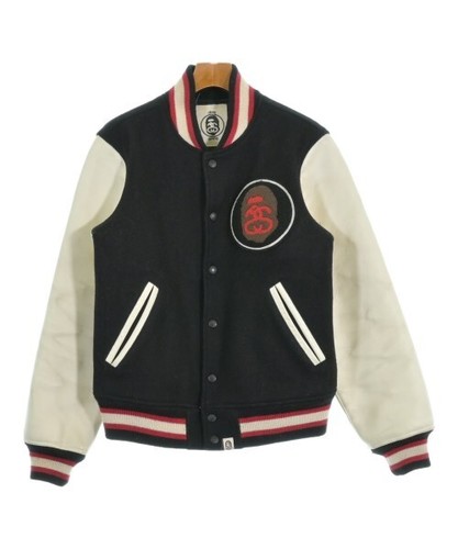 A BATHING APE Varsity Jackets BlackxIvory M 2200552432016 - Picture 1 of 12