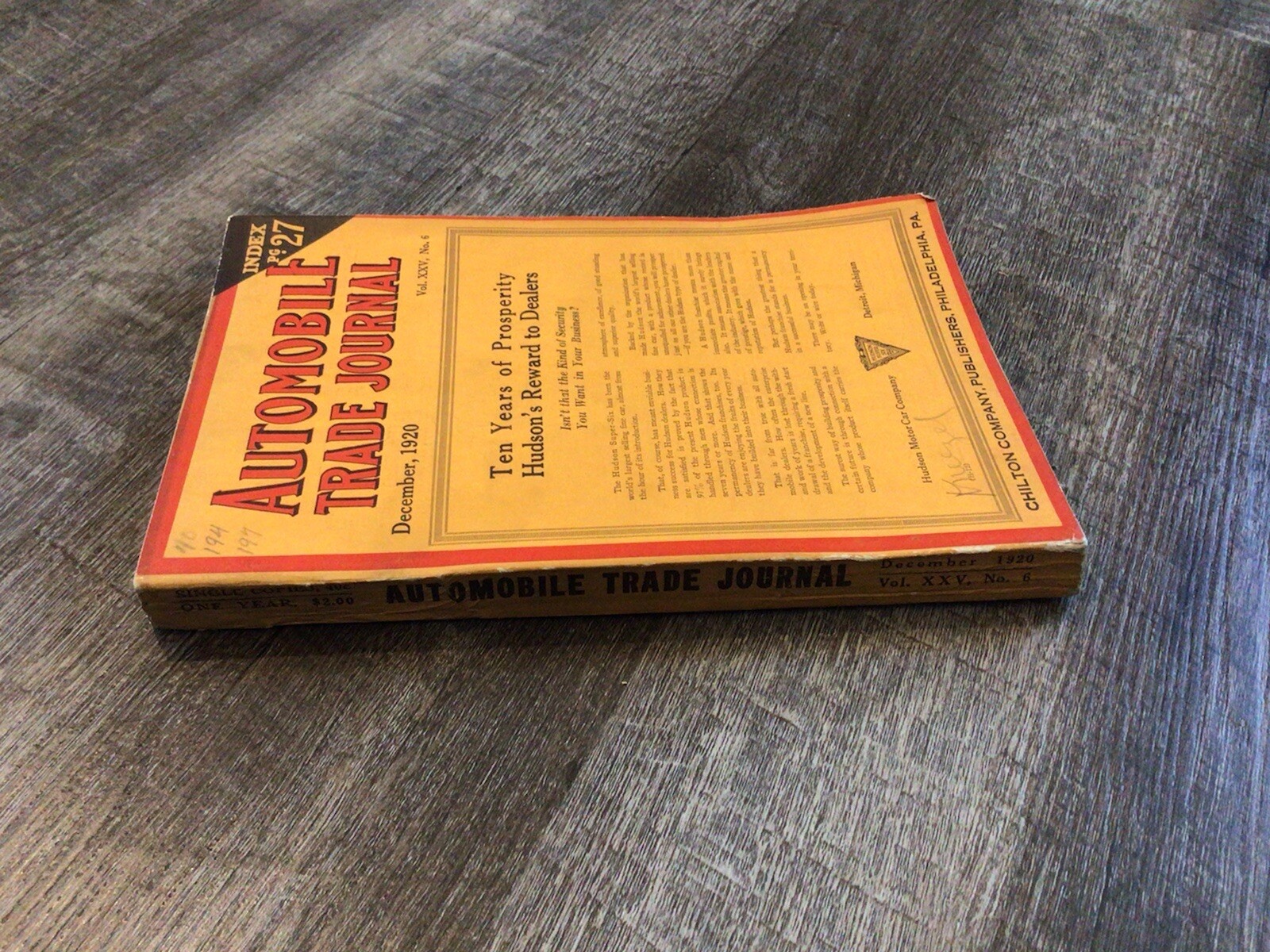 December 1920 Automobile Trade Journal Magazine WOW Niska cena