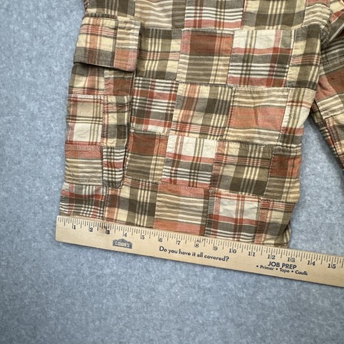 Phat Farm Cargo Shorts Mens 40 Baggy Madras Plaid Patchwork VTG Y2K 90s Hip Hop - Picture 15 of 16