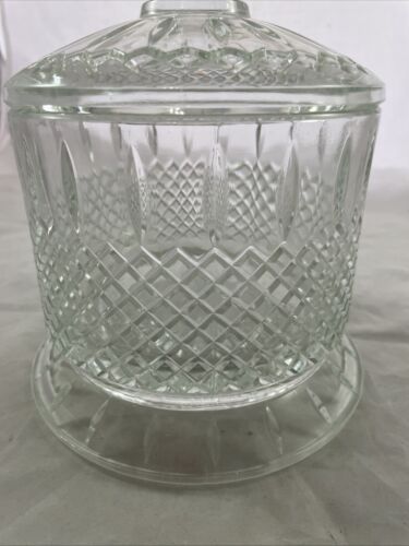 Vintage Heavy Crystal Canister Candy, Cookie Jar Barrel Lid & Pedestal - Picture 2 of 10