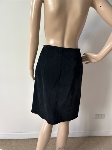 Falda lápiz Ann Taylor negra de gamuza de cuero genuino forrada hasta la rodilla talla 0/XS - Imagen 5 de 9