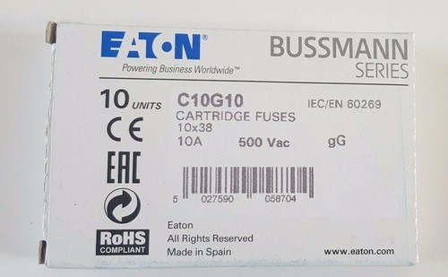10 X Eaton Cooper Bussmann 10A Industrial Ceramic Cartridge Fuses 10 x 38 mm - Picture 9 of 12