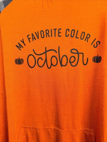 SUDADERA ÁMBAR TEJIDA NUEVA CON ETIQUETAS LuLaRoe grande a cuadros “Mi color favorito es octubre” - Imagen 4 de 8