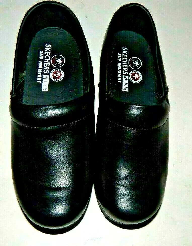 Skechers Womens Black Leatrher Clogs Work Shoe Size 7.5M eBay
