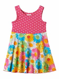 Youngland-Toddler-Girls-Skater-Dress-Hot-Pink-Dot-amp-Floral-Print-2T