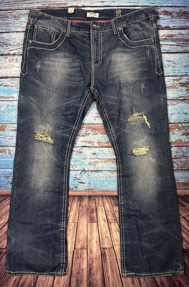 Vaqueros remaches antiguos para hombre talla 42 rectos 32 entrepierna ¡NUEVOS CON ETIQUETAS!! Foto 3 de 4