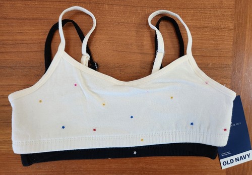 NEW Old Navy Girls 6-7 Cami Bra 2 PACK Black & Cream Stars #21122 - Picture 2 of 4