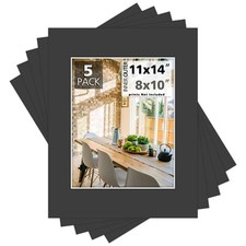 Pack of 5 11x14 for 8x10 Black Photo Picture Mat - Acid Free 4-ply Thickness...