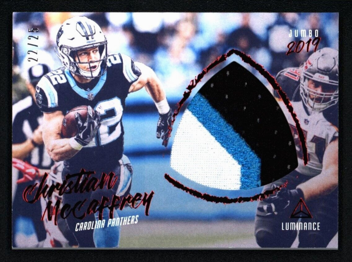 Christian McCaffrey 2019 Luminance Jumbo 3 color Game used patch #J-12 22 /25