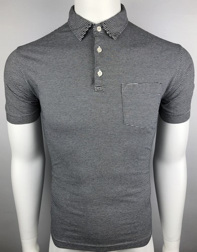 Patagonia Men's sz M Black White Organic Cotton Striped Short Sleeve Polo Shirt - Picture 17 of 17
