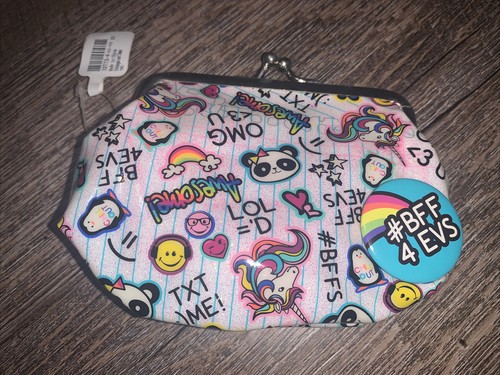 Rainbow panda unicorn bff coin purse Wallet penguin emoji heart star - Picture 2 of 4