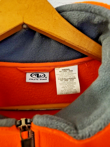 Athletic Works Jacket Sz Men's M (38-40) Orange Fleece & Gray Trim  1/4 ZIP - Picture 2 of 8
