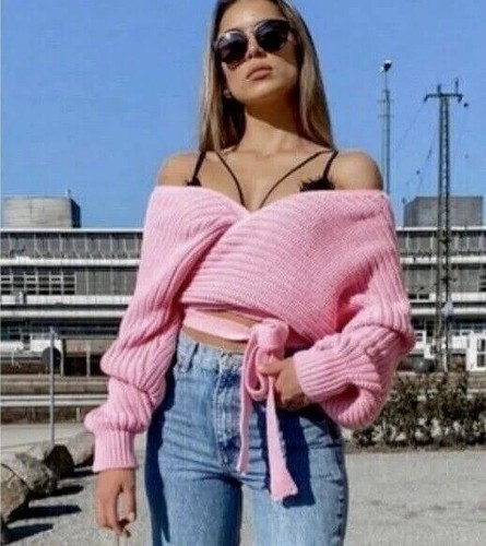 Cárdigan Zara Mujer Rosa Envolvente Suéter Talla Mediana Grueso Ballet Blogger Favorito - Imagen 6 de 22