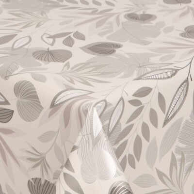 Bracken Blätter silber und grau PVC Vinyl abwischbare Tischdecke KOSTENLOSER VERSAND