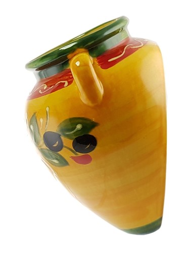Grande urna spagnola da appendere vaso da parete 22 cm x 19 cm ceramica fatta a mano - Foto 3 di 5