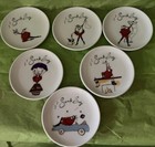 POTTERY BARN Santa Baby 6 Coasters Small Plates Butter Pats Collection Japan
