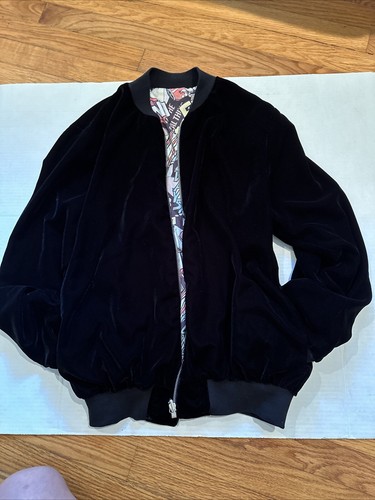 Coca Cola House Of Stars Comic Print Bomber Jacket Reversible To Black Velvet Lg - Picture 13 of 15