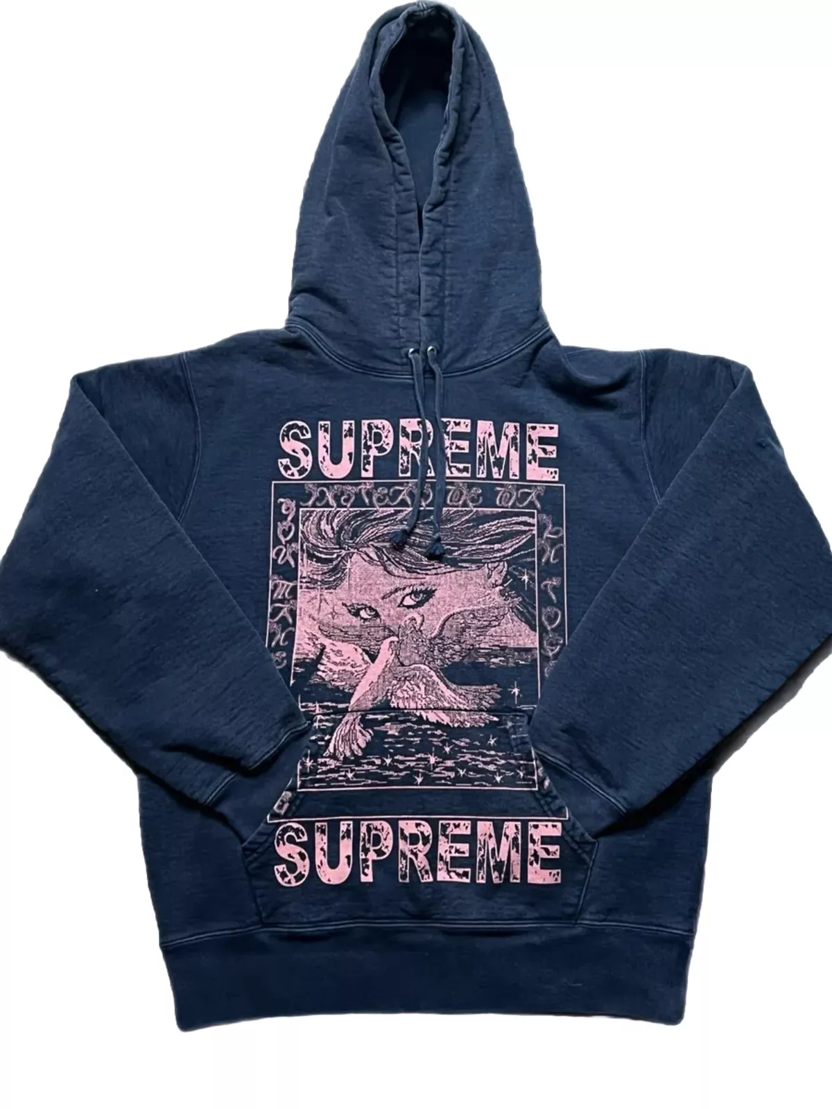 Sweat à capuche vintage années 90 Supreme Navy Colombes authentique taille M très rare 23x26,5 patinage