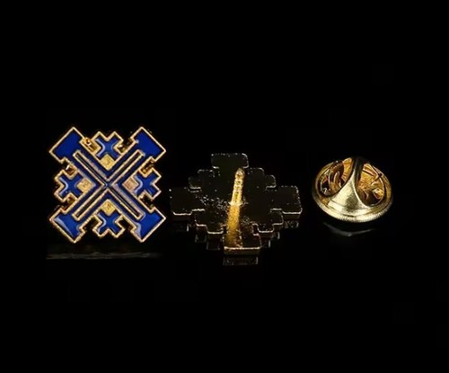 18K Gold Plated Red , Black, Blue,Green orWhite Enamel Jerusalem Cross Lapel Pin - Picture 4 of 9