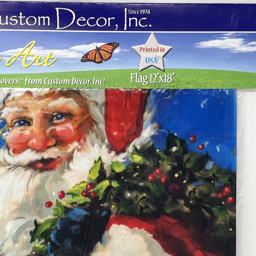 Bandera de jardín de Navidad Santa 12""x18"" Hecha en EE. UU. Arte Original Fiestas Claus NUEVO - Imagen 5 de 10
