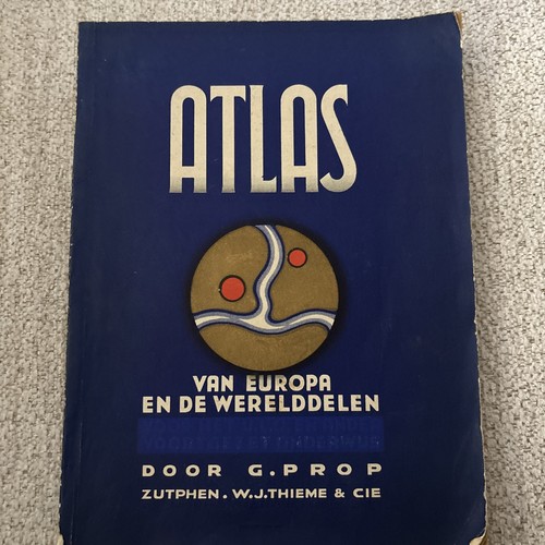 Antiker Atlas von Europa Zutphen W.J. Thieme (1944) in niederländischer Sprache selten - Bild 1 von 6