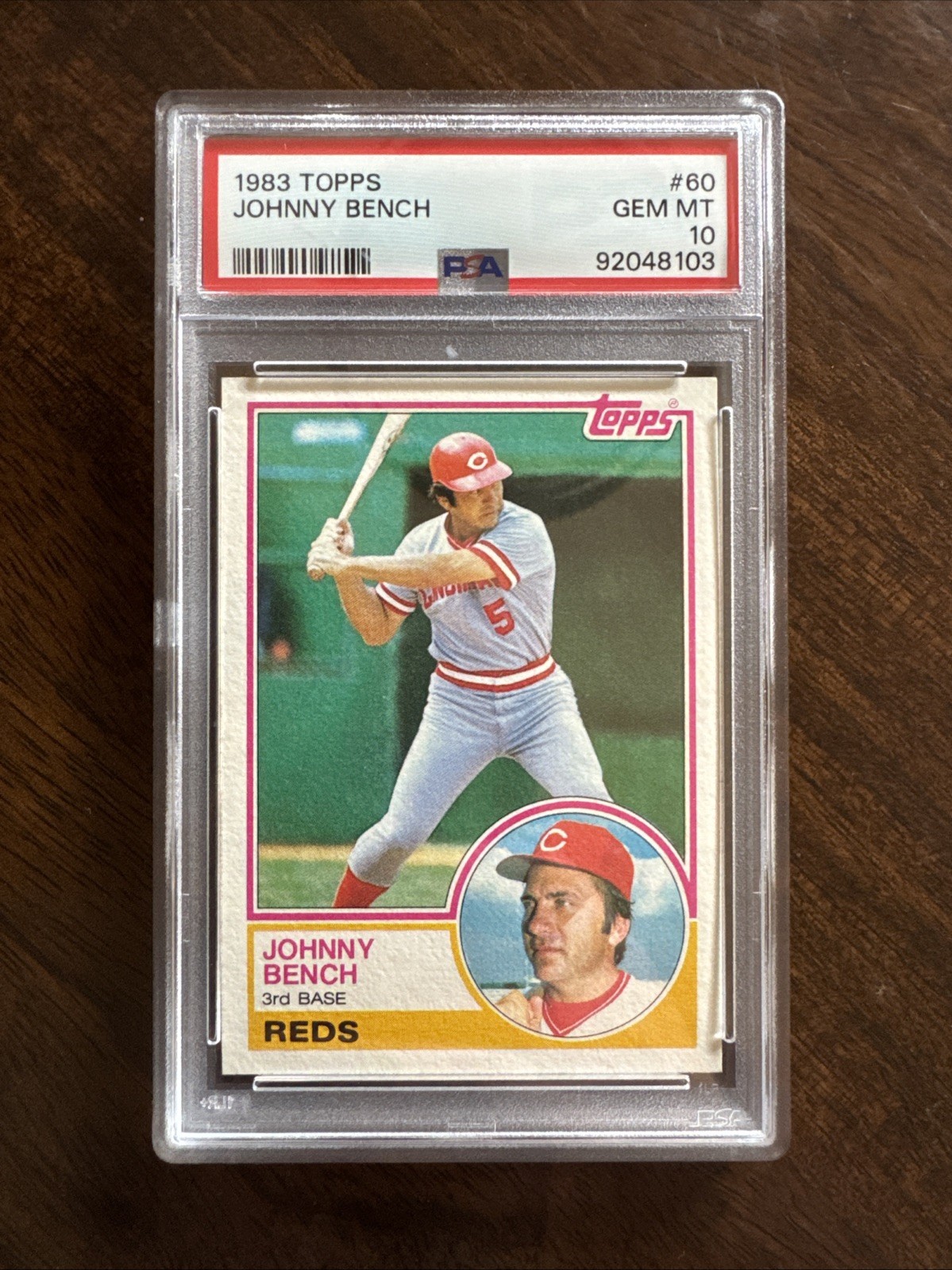 1983 Topps #60 Johnny Bench Cincinnati Reds HOF PSA 10 Gem Mint