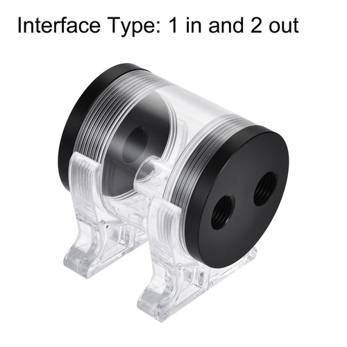Water Cooling Tank 50mm x 60mm Acrylic and Acetal 1 In 2 Out for PC CPU Cooled - Afbeelding 3 van 6