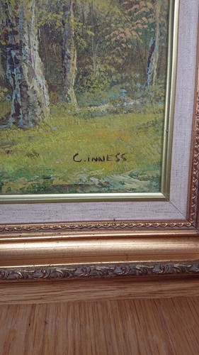 Vintage CLARA C. INNESS (1874-1932) Oil Painting Landscape Trees And River Scene - Picture 2 of 6