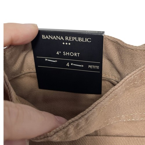 New With Tag Banana Republic Womens Size 4 Petite 4" Inseam Belted Denim Brown - 第 3/10 張圖片