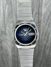 Vintage Seiko 5 Automatic 7019-7370 Day-Date Blue Dial Men s Wristwatch Japan.