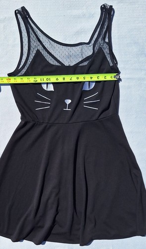 Hot Topic Black Kitty Cat Sleeveless Skater Dress Black Womens Size XS/S - Picture 4 of 5