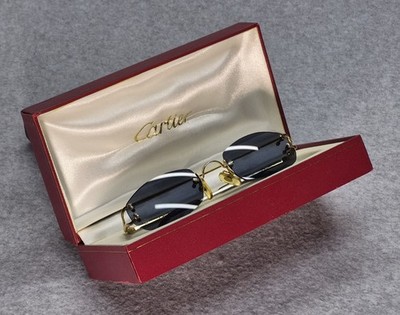 Vintage Cartier C Decor Rimless Octagon Sunglasses 22K Gold Plated