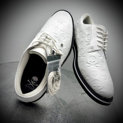 Zapatos de golf G/Fore Gallivanter calavera grabada en relieve y T's nieve/onyx para hombre talla 9,5 - Imagen 9 de 12