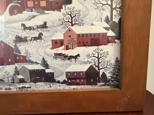 Charles Wysocki “Connecticut Town Shoppers” • Winter Village Print • Framed 14x1 - Picture 5 of 12