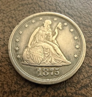 1875-S Twenty 20 Cent Piece, Seated Liberty. Very Nice & Original!