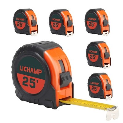 Tape Measure 25 ft, 6 Pack Bulk Easy Read Measuring Tape Retractable with Fracti