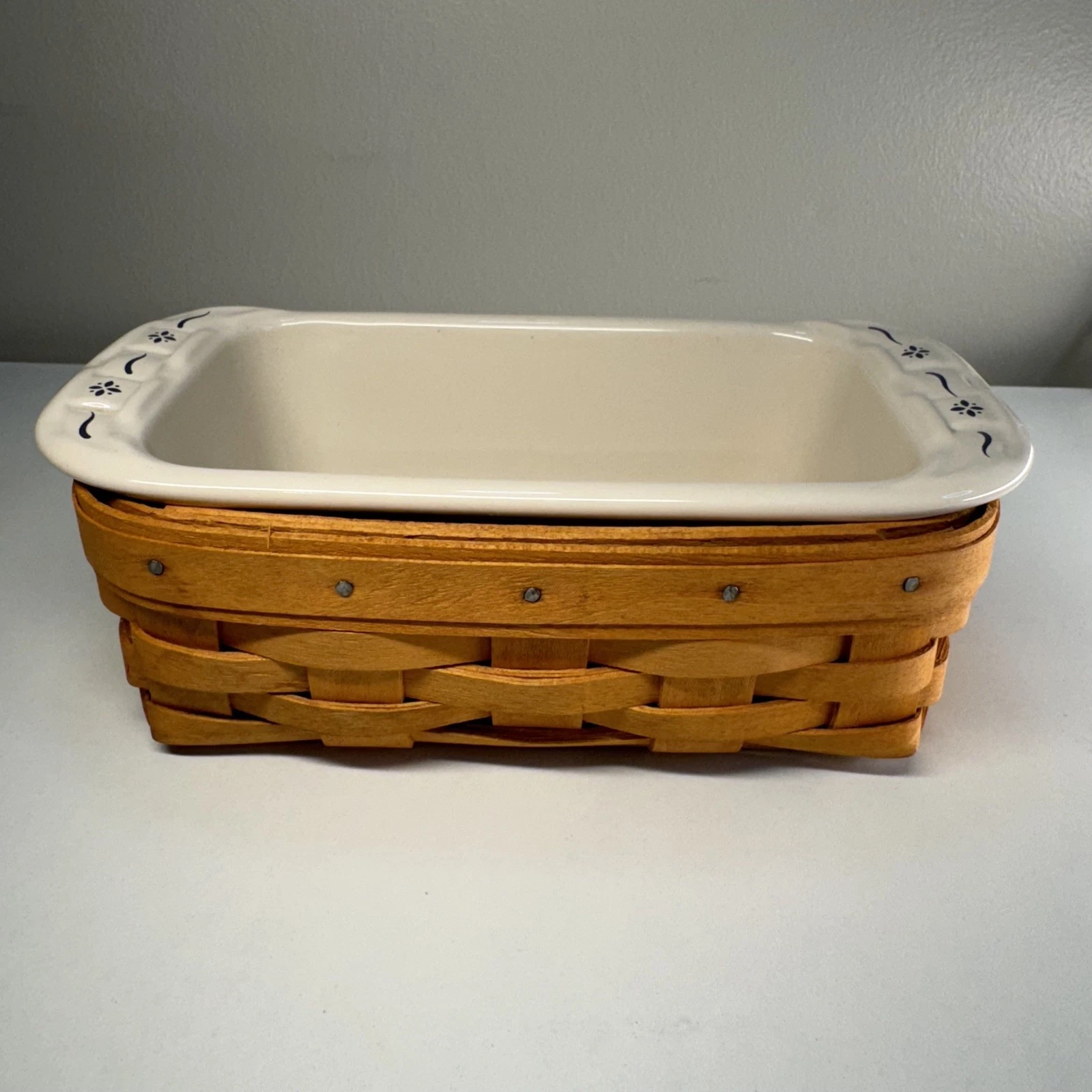 Longaberger Heritage Green Mini Loaf Pan With Basket