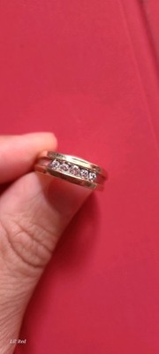 14K Gelbgold Herren Diamant Ring mit 7 abgestuften Steinen um 1970, Größe 10