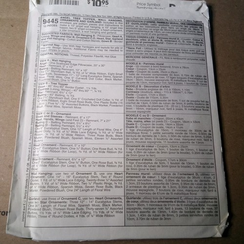 S86- McCalls 9445, Uncut, Angel Tree Topper, Wall Hanging, Ornaments, Garland, - Picture 2 of 2